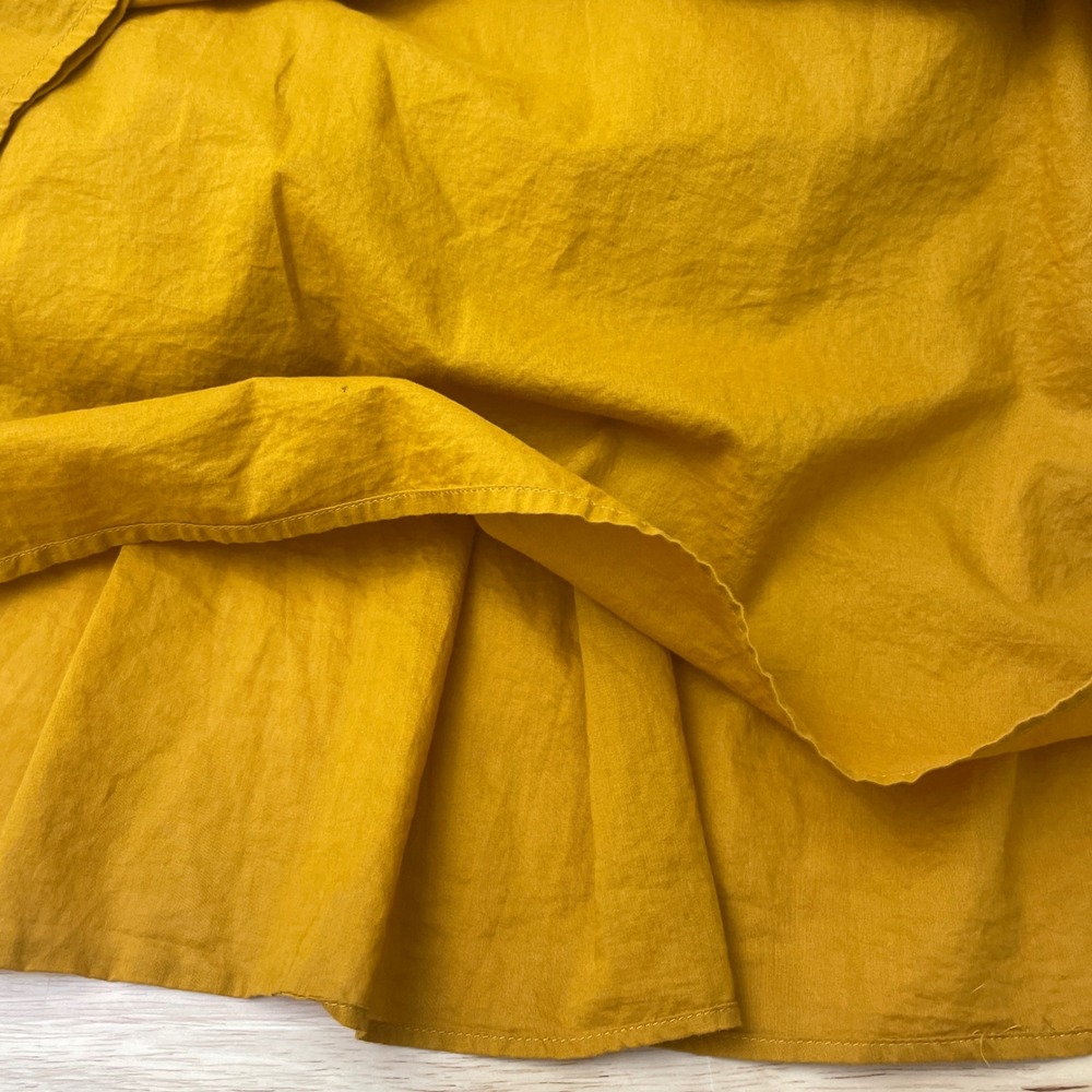 Point Sur J.Crew Mustard Yellow Pom Pom Tiered Midi Dress Womens 8 Cotton Boho - Picture 12 of 13